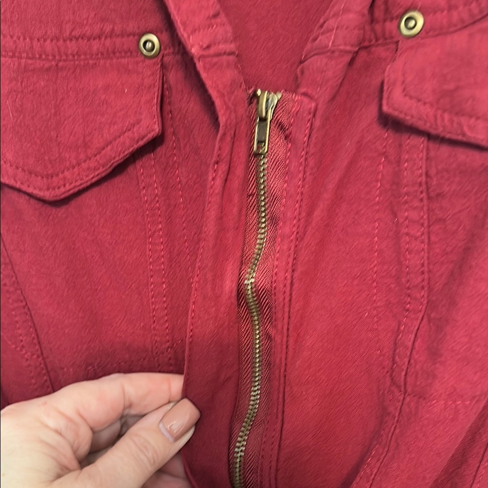 Red Button-Up Romper - Picture 4 of 5
